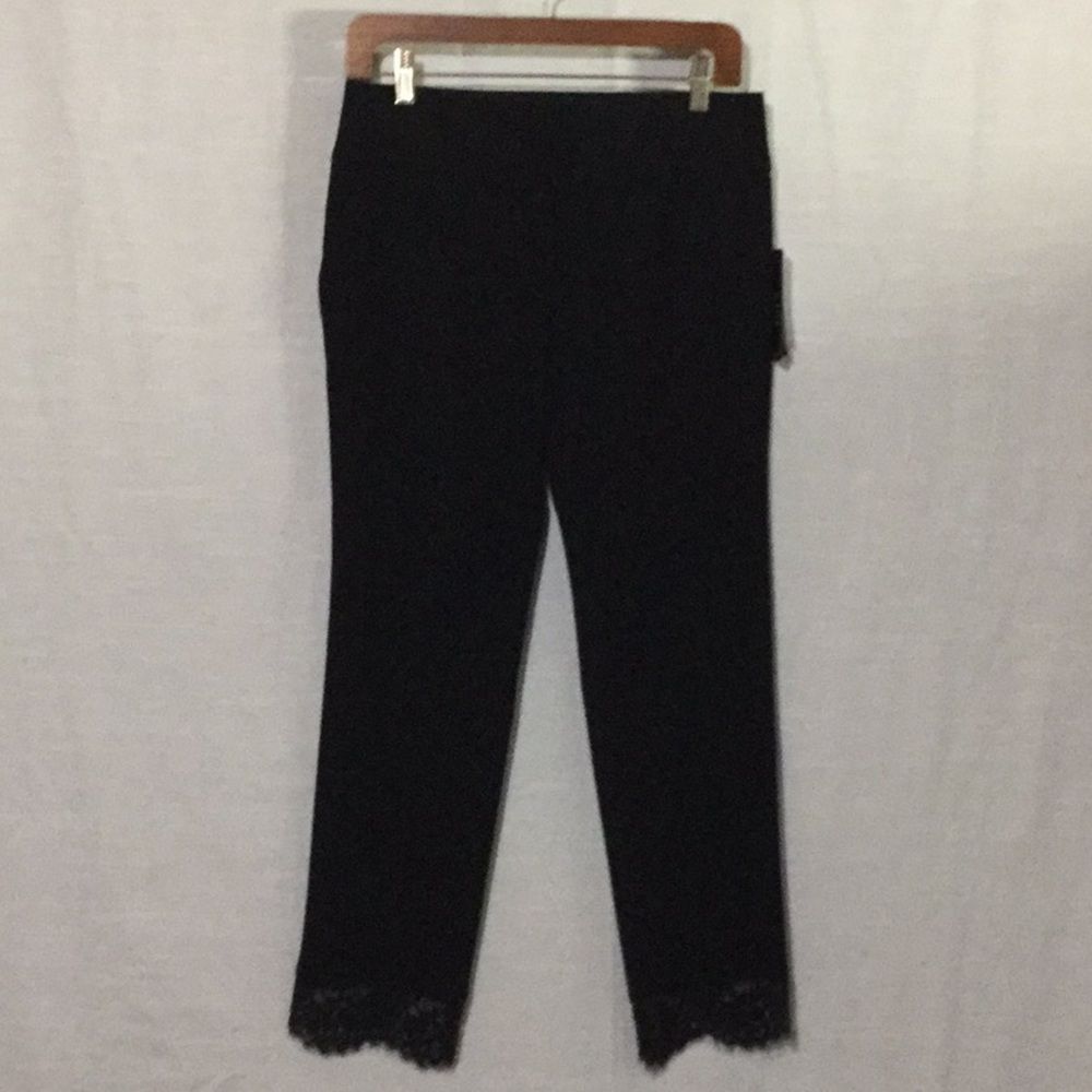 Black Waist Slimming Pants w/Lace Hem